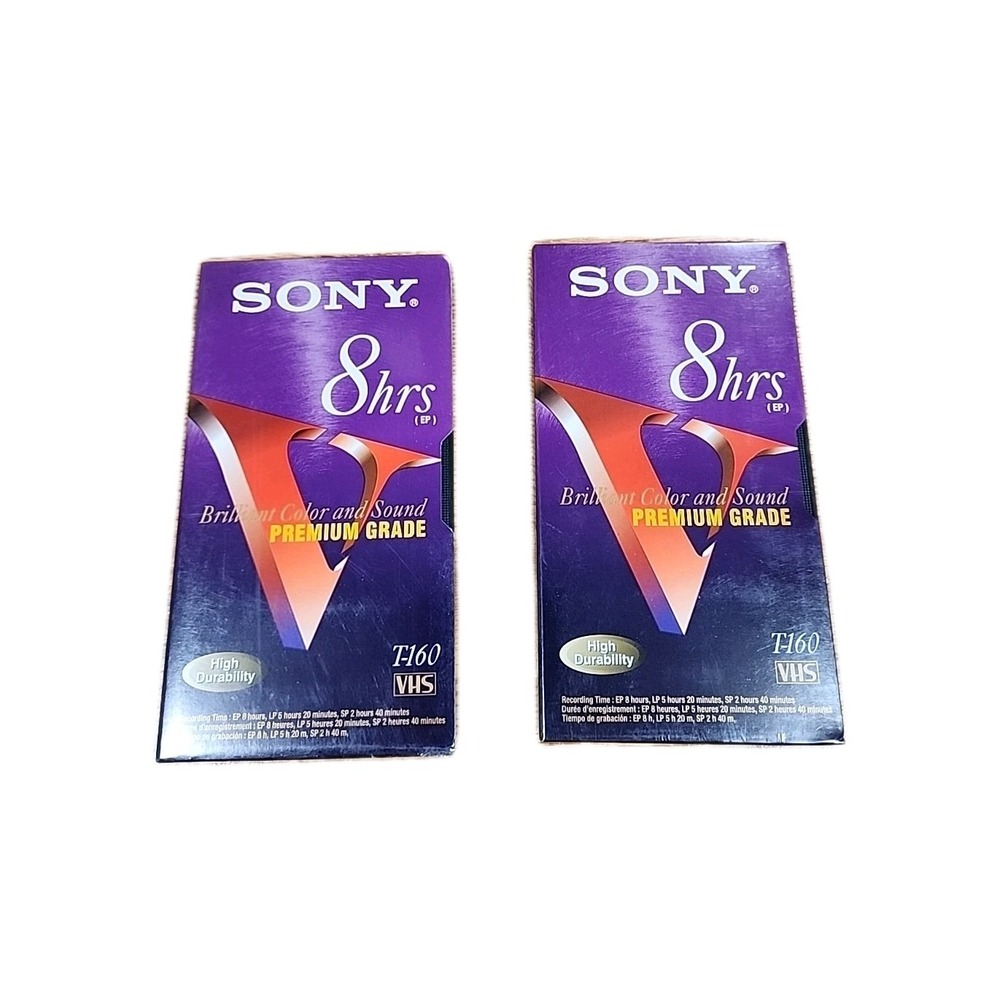 Sony 8 Hours T-160 VHS Premium Grade Brilliant Color‎ Sound 2-Pack New